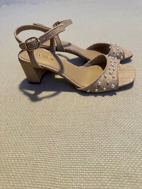 J.Crew Factory Pearl Woven Heeled Sandals Size 6